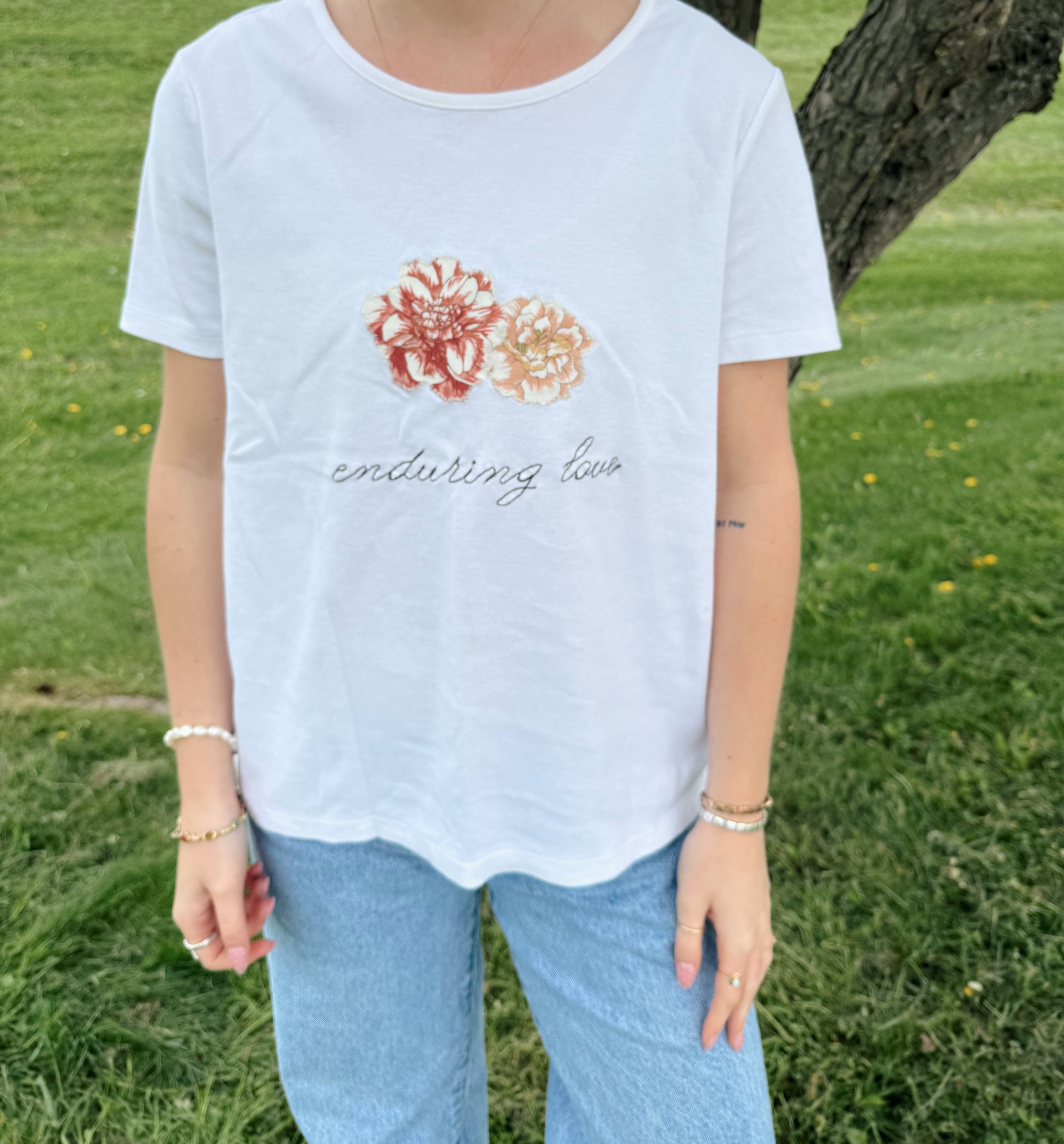 “enduring love” appliqué t-shirt
