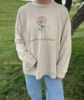 “enduring love” patchwork crewneck