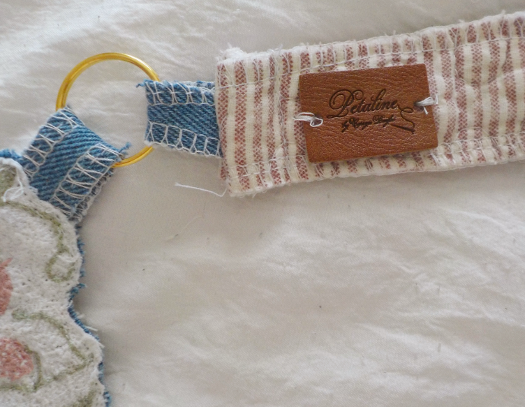 pink striped keychain wristlet combo