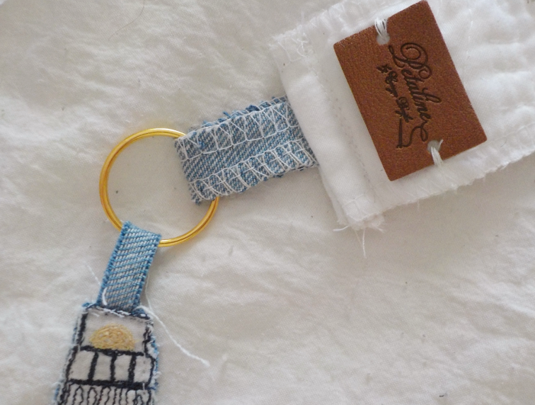 white wristlet keychain combo