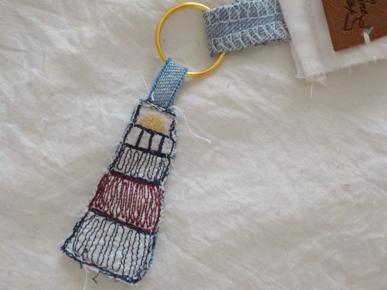 white wristlet keychain combo