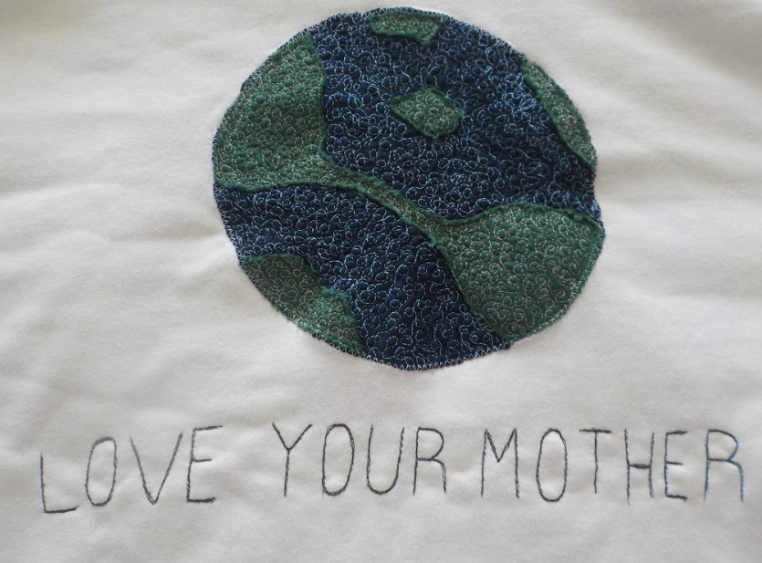 "LOVE YOUR MOTHER" patchwork hoodie