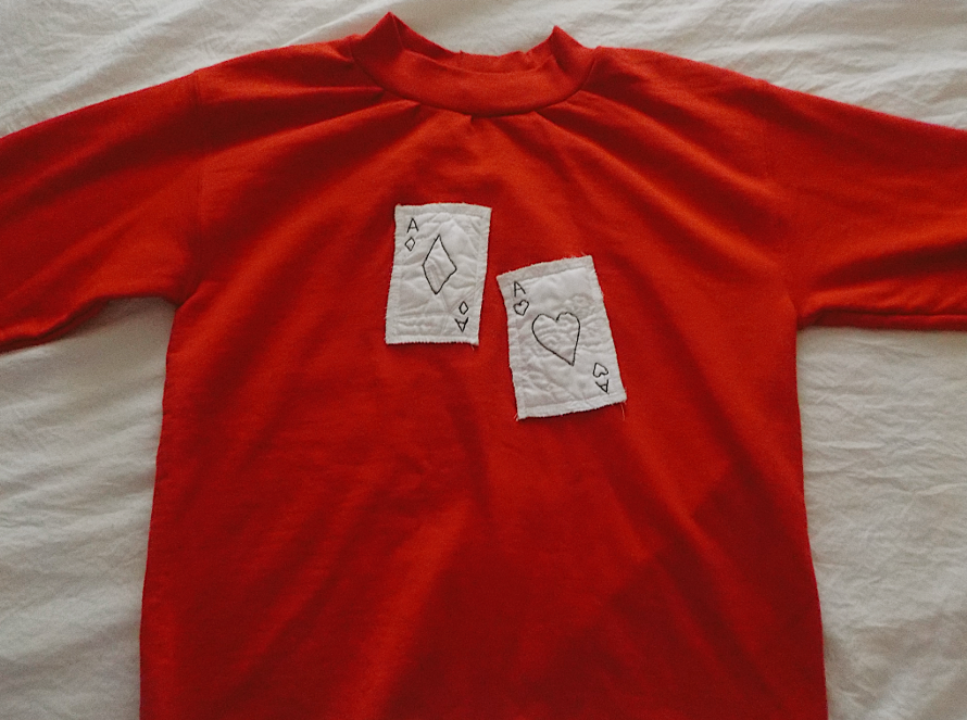 playing cards patchwork mock neck