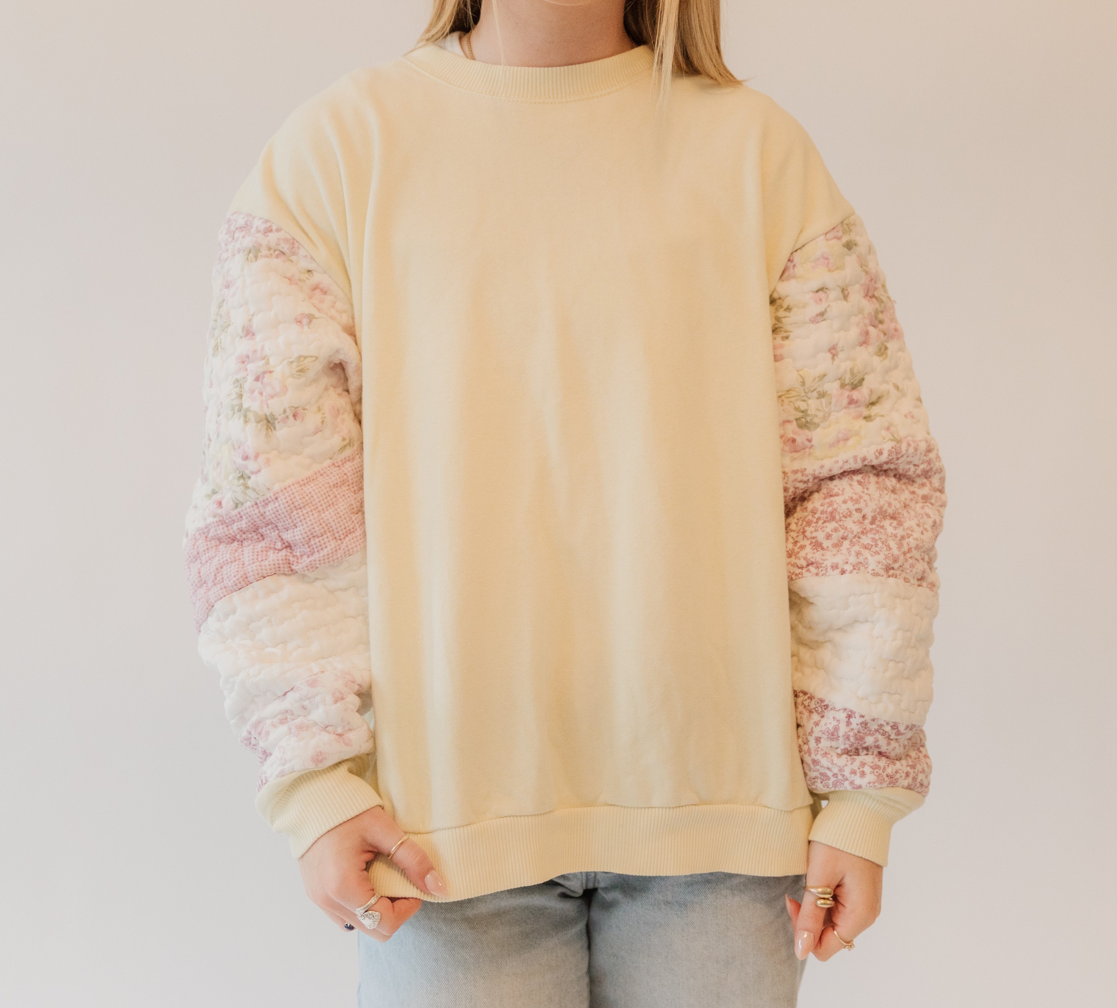 posie quote sleeve crewneck