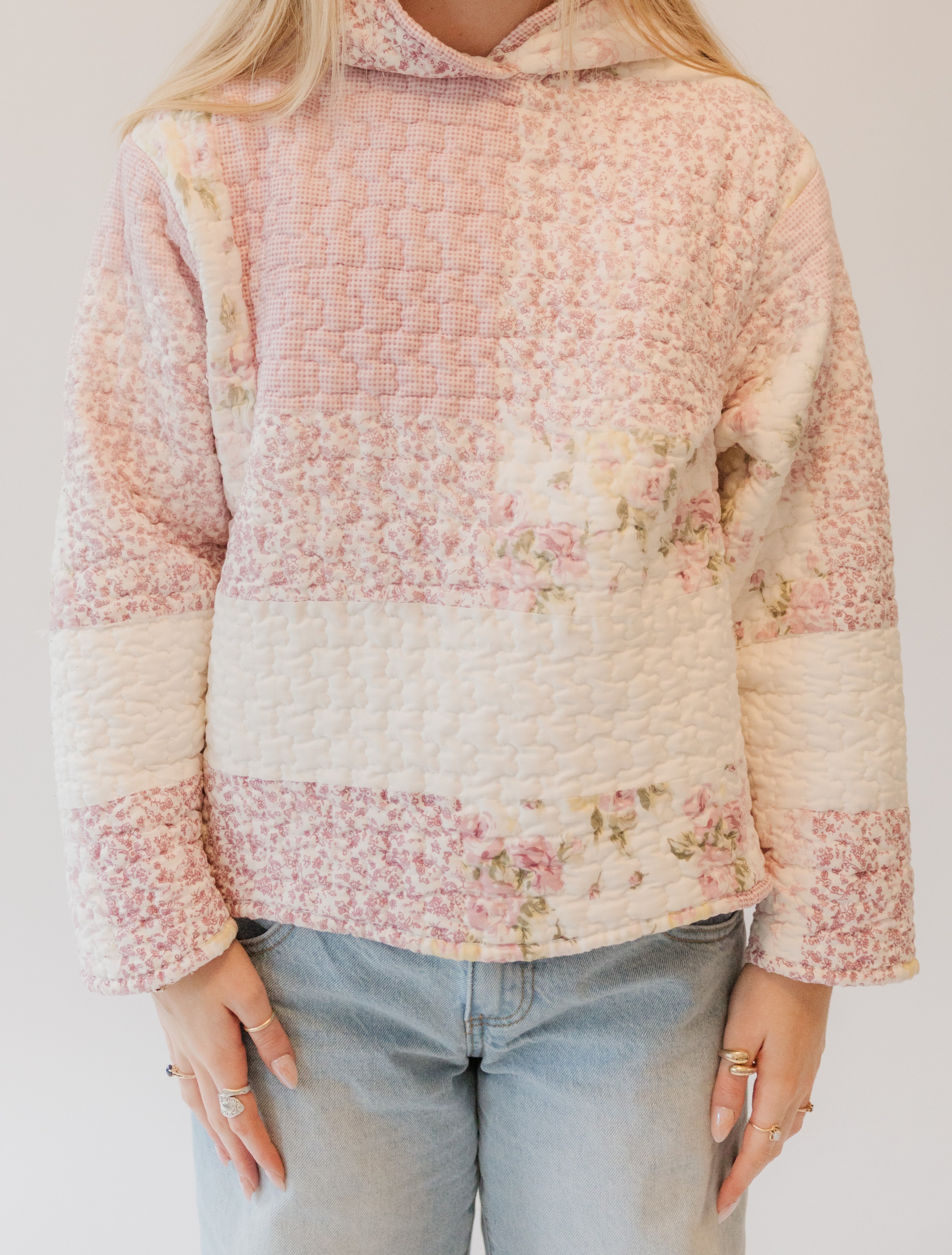 pretty in pink quilt hoodie