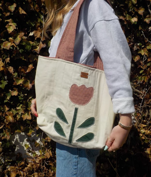 tulip quilted patchwork tote bag