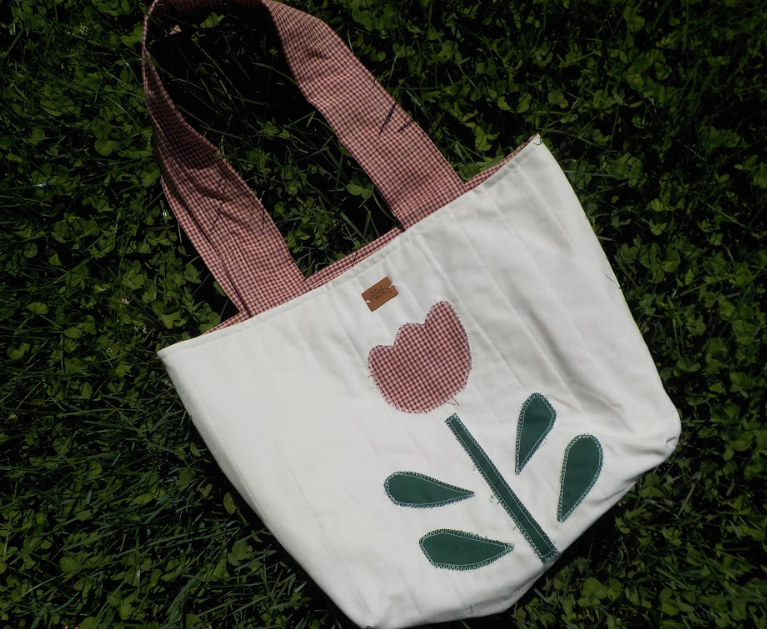 tulip quilted patchwork tote bag